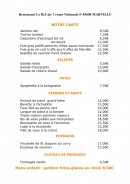 Menu Bel Air - Les plats à la carte