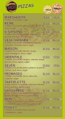 Carte et menu de Ekin Pizza à Thierville sur Meuse — Les pizzas