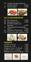 Menu Aigle Céleste - Les plats suite, accompagnements et desserts