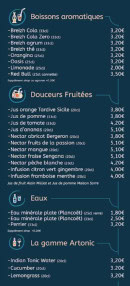 Menu Le Cabello - Les boissons aromatiques, douceurs fruitées et eaux,...
