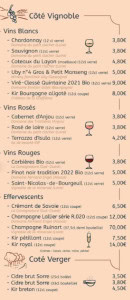Menu Le Cabello - Côté vignoble et côté verger