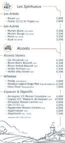 Menu Le Cabello - Les spiritueux et alcools