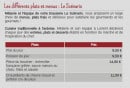 Menu Le Scenario - Plats