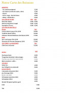 Carte et menu de Aux Délices de Marie à Rochefort en Terre — La carte des boissons