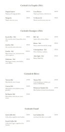 Menu La Sultana - Les cocktails suite