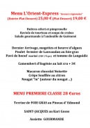 Menu Auberge du chemin de fer - Le menu orient express à 25€ et 19€ et menu première classe à 28€