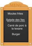 Carte et menu de Le Relais du Pont du Bonhomme à Lanester — Exemple de menu