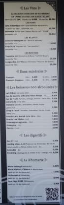 Menu Les Logoden - Les vins, eaux et digestifs,...