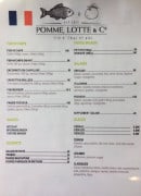Carte et menu de Pomme, Lotte & Cie à Locmariaquer — Le fish n' burger, frites, salades...