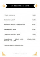 Menu L'Antre de Nous - Les desserts à la carte