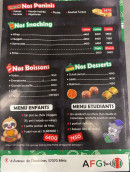 Menu Afg Snack - Les paninis, desserts et boissons,...