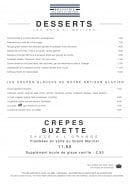 Carte et menu de Brasserie des Arts et Métiers à Metz — Les desserts et crêpes