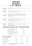 Carte et menu de Brasserie des Arts et Métiers à Metz — Les coquillages, huitres et crustaces