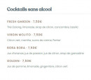 Menu Le Groupe - Les cocktails sans alcool