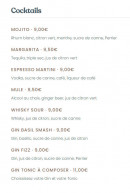 Menu Le Groupe - Les cocktails