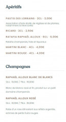 Menu Le Groupe - Les apéritifs et champagnes