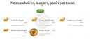Menu Mondo Pizza - Les burgers