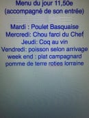 Carte et menu de Café du Bon Coin à Saint Julien les Metz — Menus du jour de la semaine