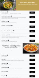 Menu Le Shalimar - Les plats  de la mer et plats aux légumes