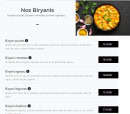 Menu Le Shalimar - Les biryanis