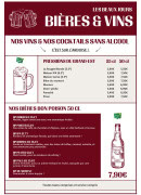 Menu Les Beaux Jours - Les bières et vins
