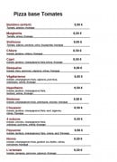 Carte et menu de Pasta in Festa à Montigny les Metz — Les pizzas base tomate