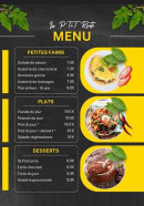 Menu Le p'tit resto - Les plats suite, petites faims et desserts