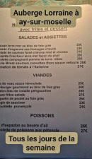 Carte et menu de L'auberge Lorraine à Ay sur Moselle — La carte