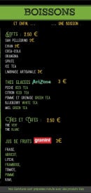 Menu Fresh Food - Les boissons