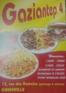 Menu Gaziantep 4 - Carte et menu Gaziantep 4 Amnéville