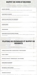 Menu Le Gargantua - Les buffet