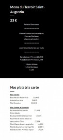 Carte et menu de Hôtel Restaurant Saint-Augustin Famille Wagner à Mittelbronn — Le menu à 23€, entrées, viandes et poissons