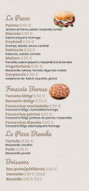 Menu Bella Zi! - Les pecce, focaccia barese, ...