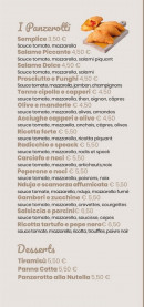 Menu Bella Zi! - Les panzerotti, desserts