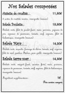 Carte et menu de la petite francaise à Henriville — Les salades