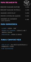 Menu Denden Sushi shop - Les desserts