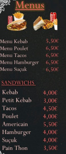 Menu Red Kebab - Les menus et sandwichs