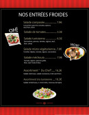 Menu La couscoussière - Les entrées froides
