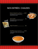 Menu La couscoussière - Les entrées chaudes