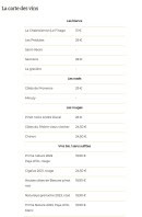 Menu yummy Place - Carte des vins