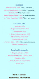 Carte et menu de Fish n Frites à Cosne Cours sur Loire — La carte