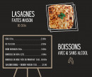 Menu La Petite Venise - Les boissons, lasagnes......