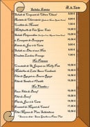 Menu Le Clos de la Bussière - entrées, poissons, viandes