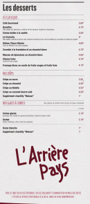 Menu Arrière Pays - Les desserts