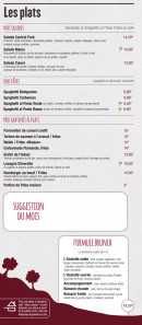 Menu Arrière Pays - Les plats