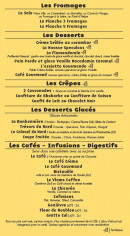 Menu Estaminet chez la vieille - Les fromages, desserts et crêpes,...