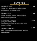 Menu l'eclipse - Les entrées