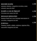 Menu l'eclipse - Bouchée eclipse, rouleaux spezzatino et di bufala