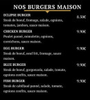 Menu l'eclipse - Les burgers