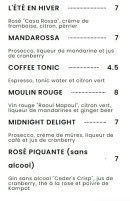 Menu La Wilderie - Boissons